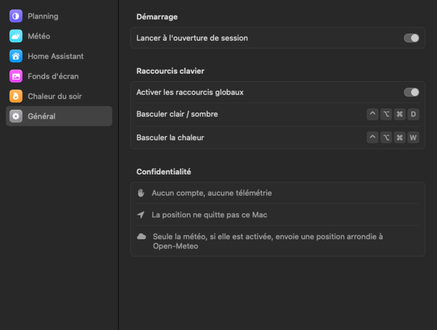 General settings